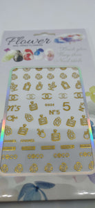 Chanel N5 Nail Stickers Decals Gold - designercrafty