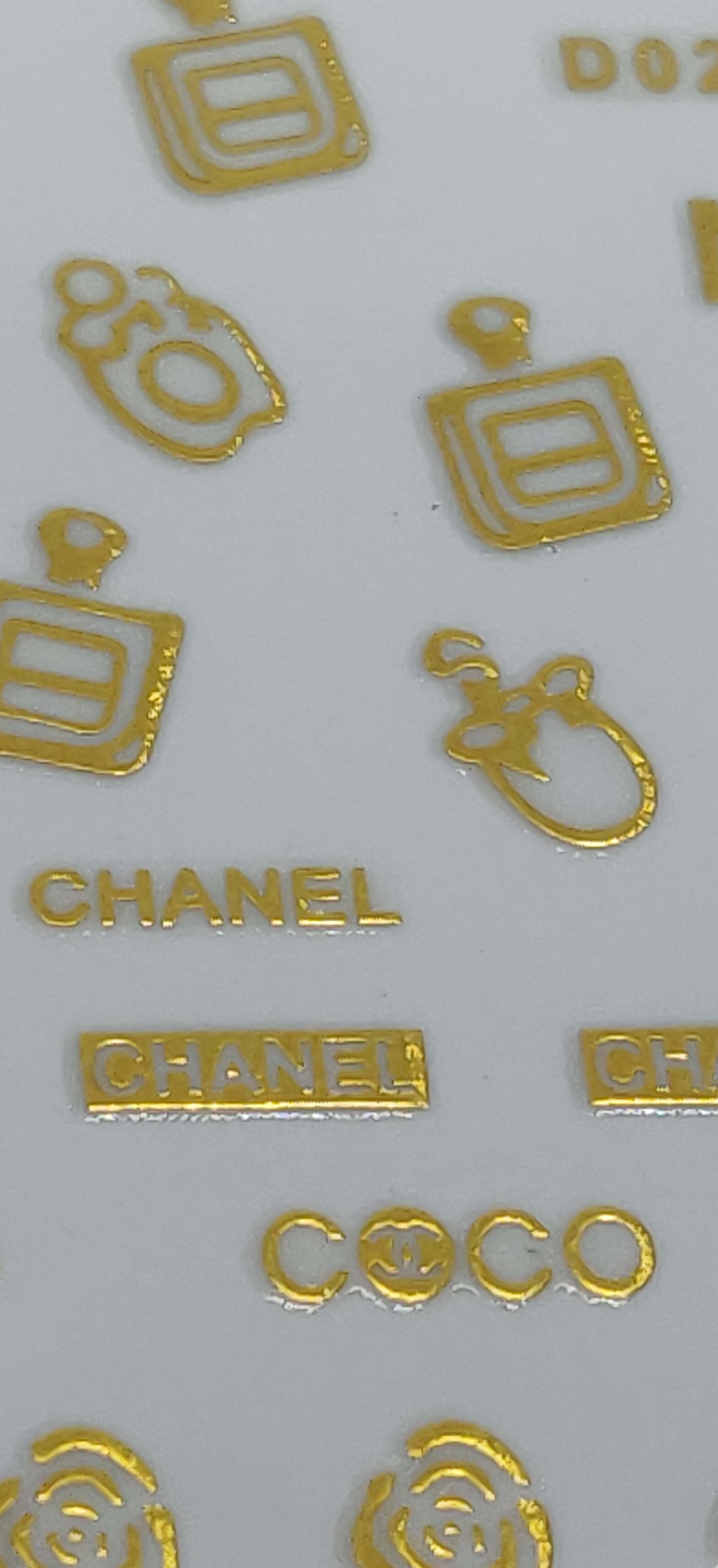 Chanel N5 Nail Stickers Decals Gold - designercrafty