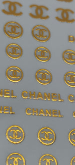 Chanel Gold Designer Nail Stickers - designercrafty