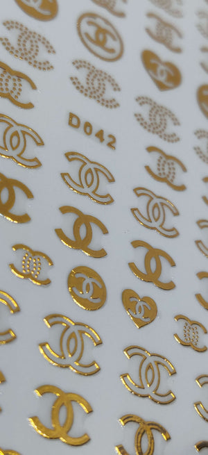 Chanel Gold Designer Nail Stickers - designercrafty