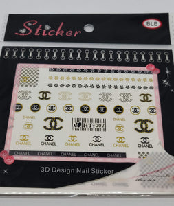 chanel gold black designer nail sticker - designercrafty