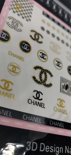 chanel gold black designer nail sticker - designercrafty