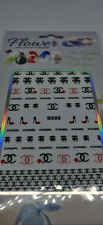 Chanel Black Red Designer Nail Stickers - designercrafty