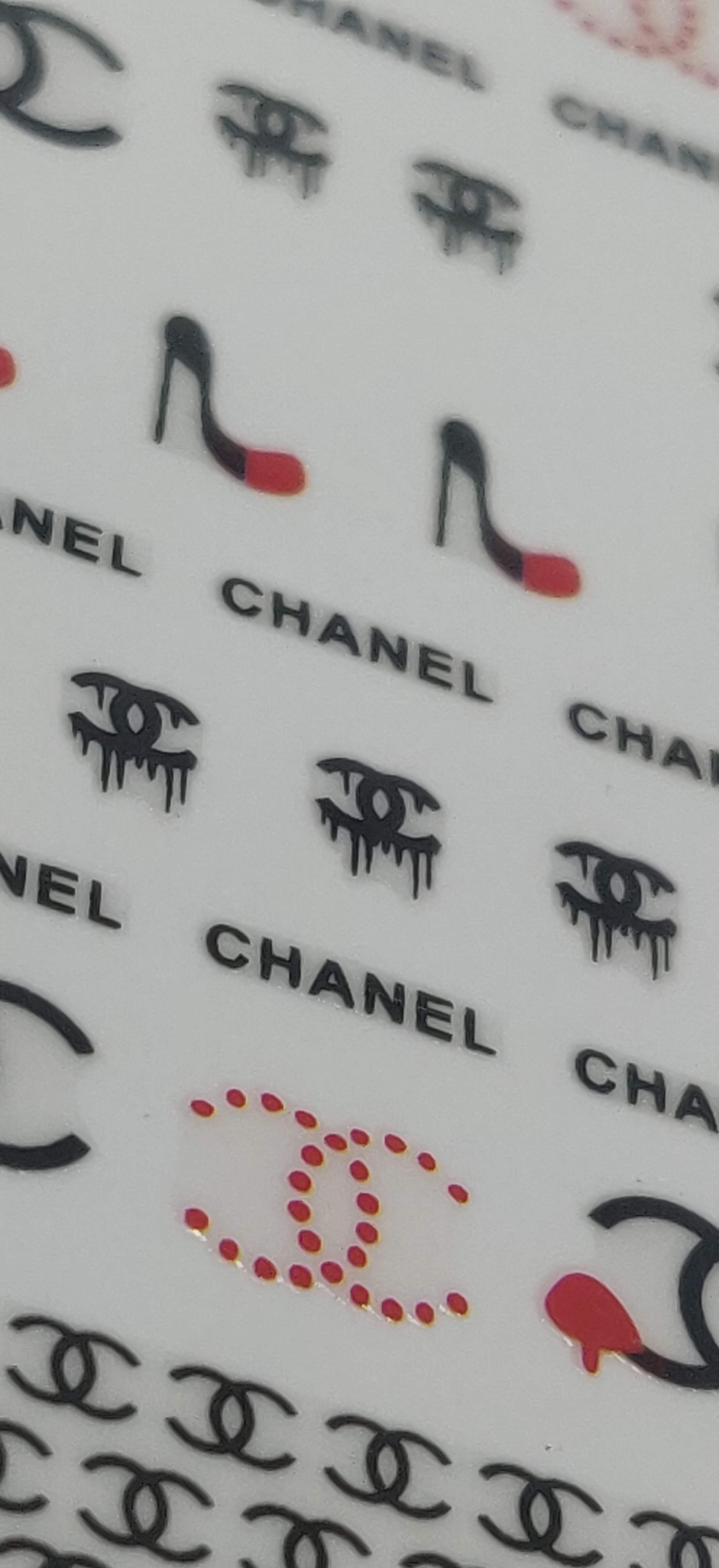 Chanel Black Red Designer Nail Stickers - designercrafty