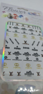 Prada Hermes Fendi LV Gucci GA Designer Nail Stickers Decals - designercrafty