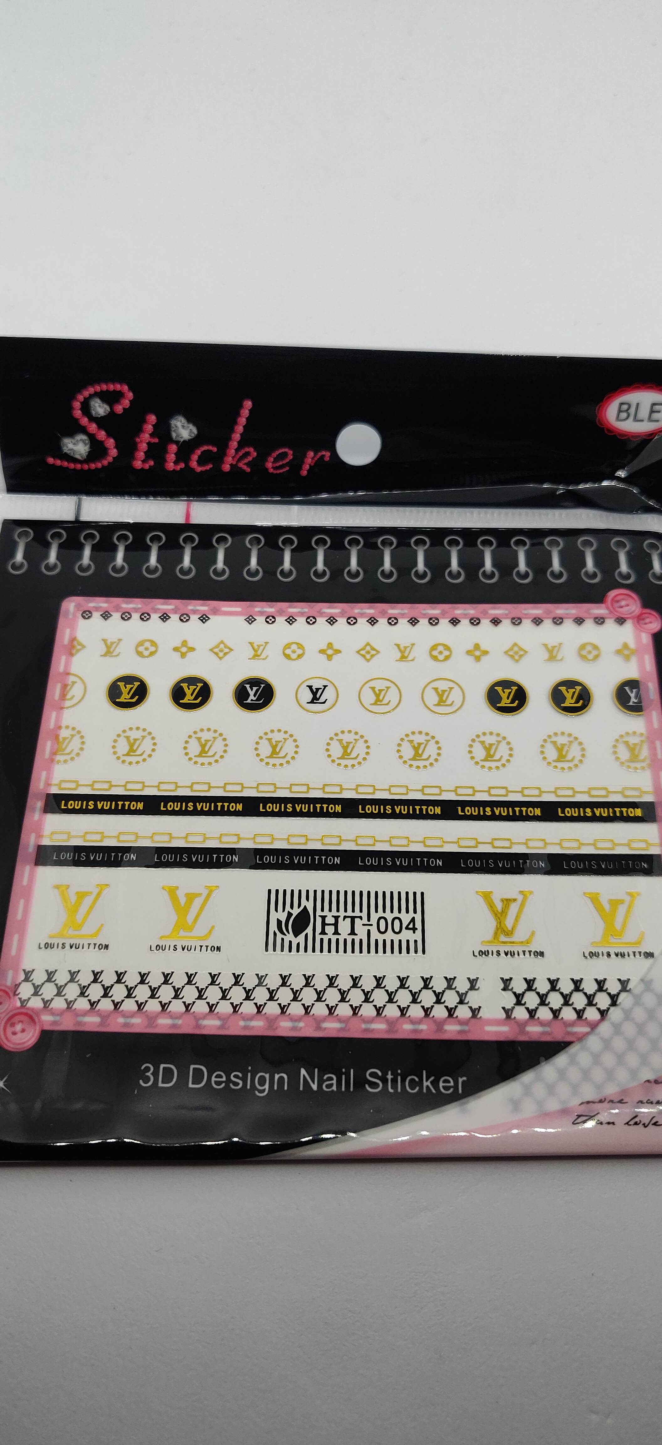 LV Designer Black Gold Nail Stickers Decals - designercrafty