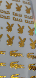 Playboy Lacoste D&G Gold Designer Nail Stickers - designercrafty