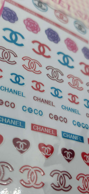 Chanel Blue Red Designer Nail Stickers - designercrafty